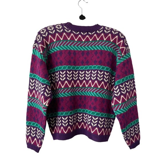 Vintage 90s Classic New England Sweater Size Large Geometric Knit Deadstock NEW - Picture 2 of 6